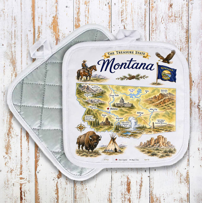 Montana State Map Landmark Pot Holder