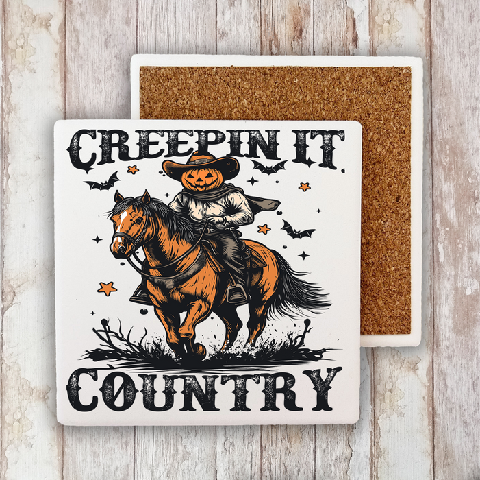 Halloween Creepin it Country Stone Coaster
