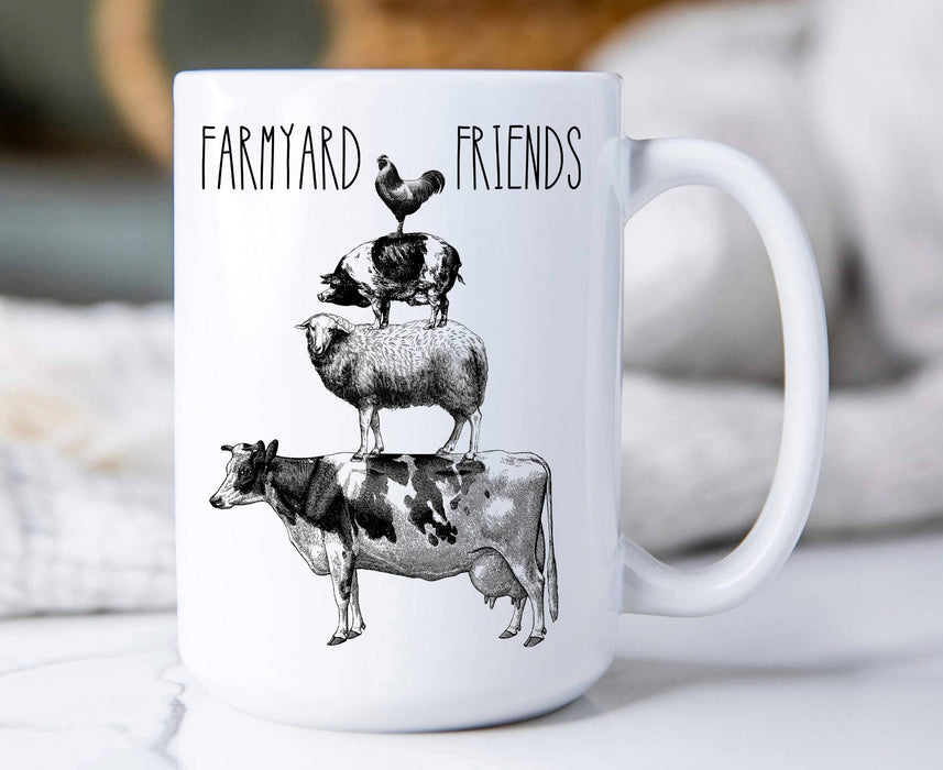 Farmyard Friends Cow Sheep Pig Chicken, Coffee Mugs