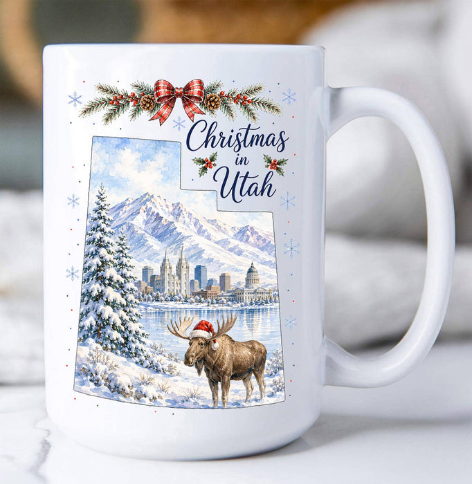 Christmas in Utah State Map Coffee Mug