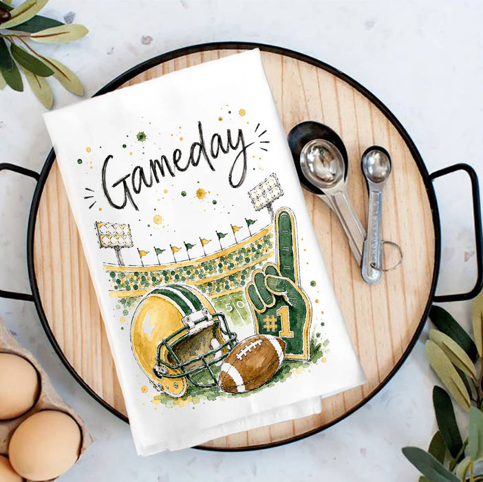 Gameday Football Gold & Green Tea Towel