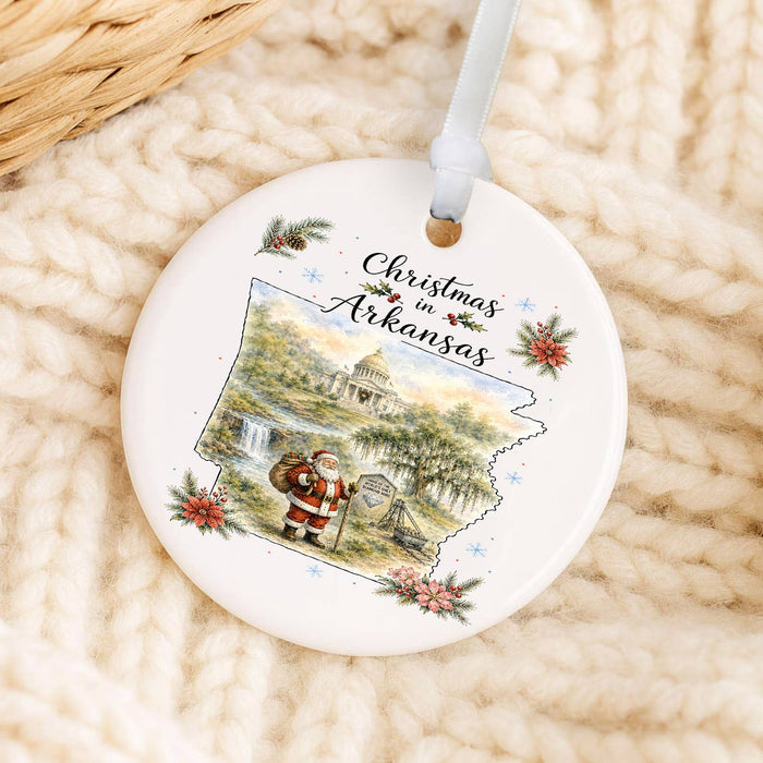 Christmas in Arkansas State Map Ornament