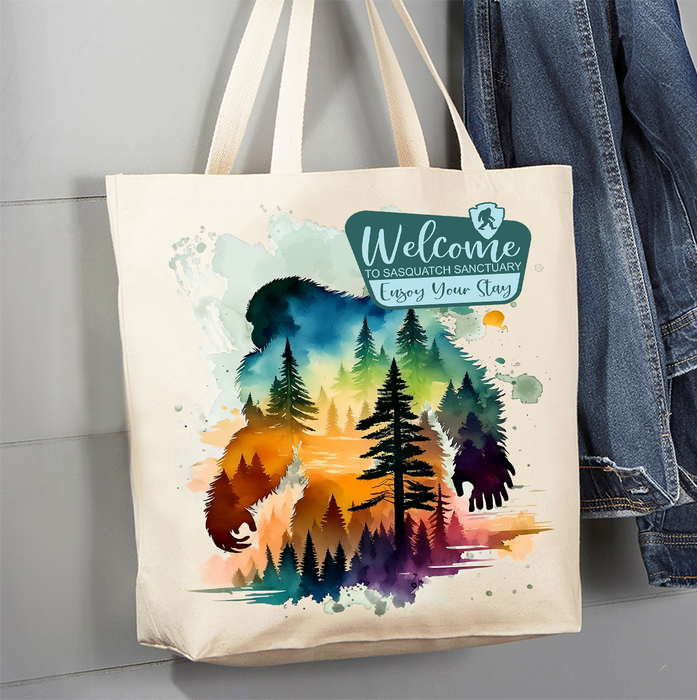 Sasquatch Sanctuary Big Foot Canvas Tote Bag