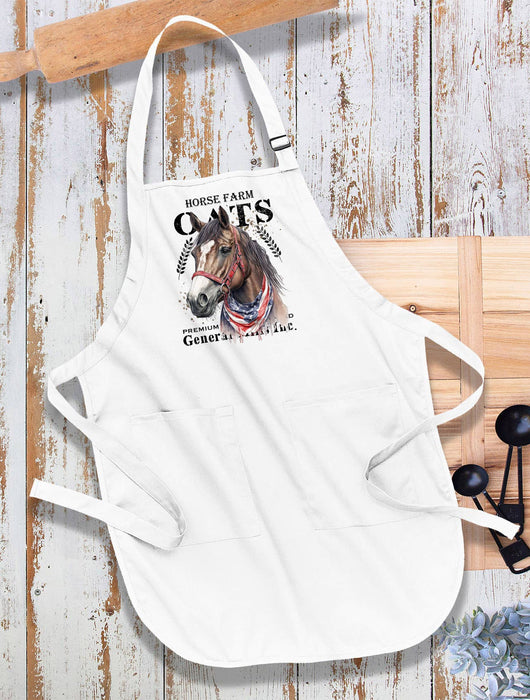 Horse Farm Oats Farmhouse Kitchen Cotton Apron