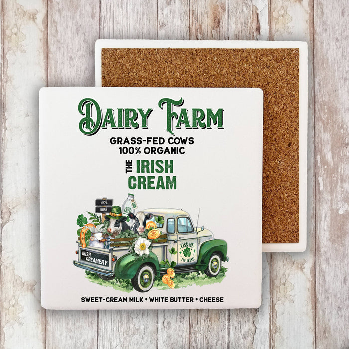 St Patrick's Day irish Crème Dairy Farm Stone Coaster