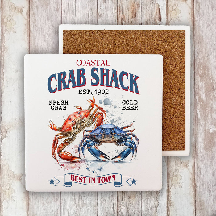 Coastal Beach Crab Shack Stone Coaster
