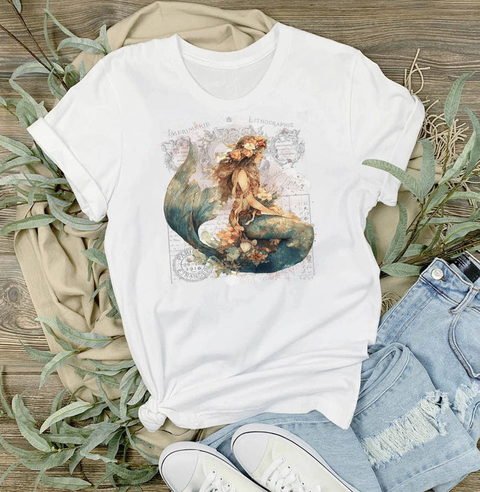 Vintage French Mermaid Coastal T-Shirt