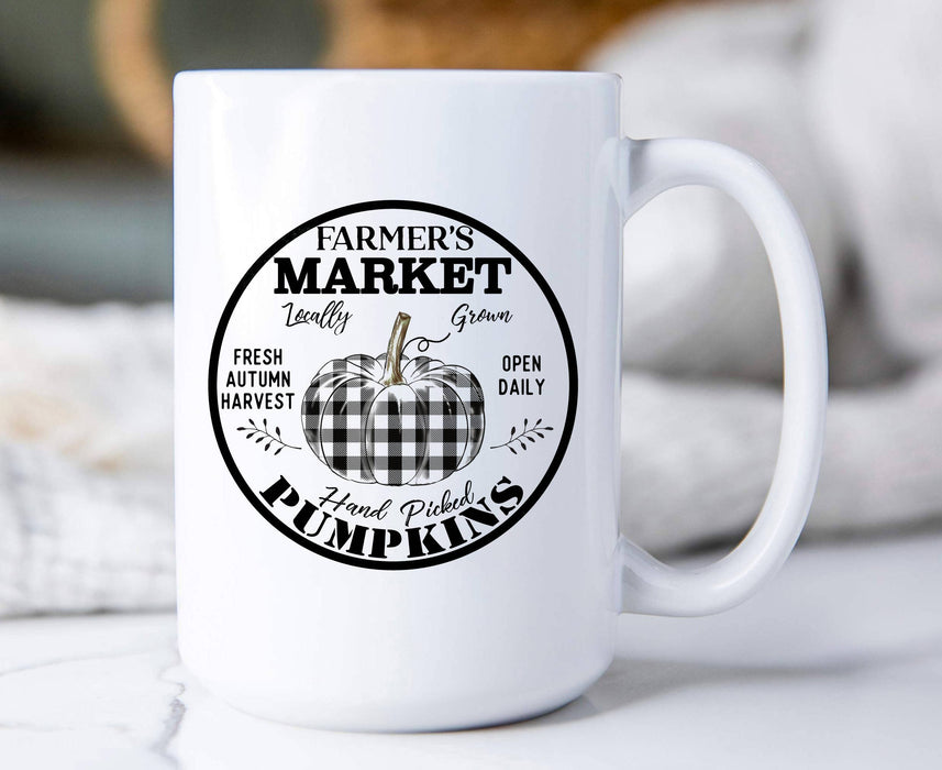 Fall Autumn Farmer Plaid Pumpkin Coffee Mugs