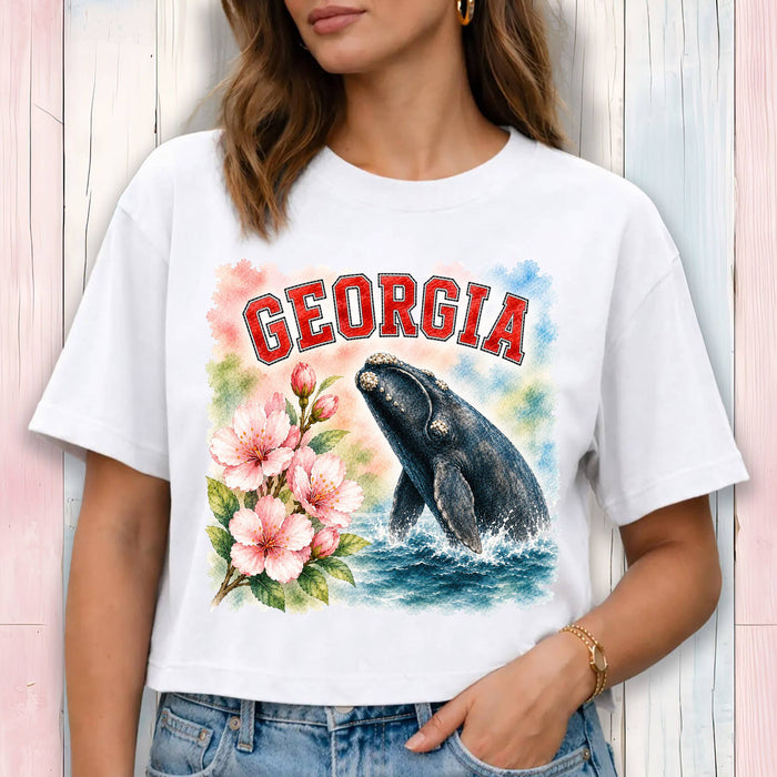 Georgia State Bird and Animal Cropped T-Shirt