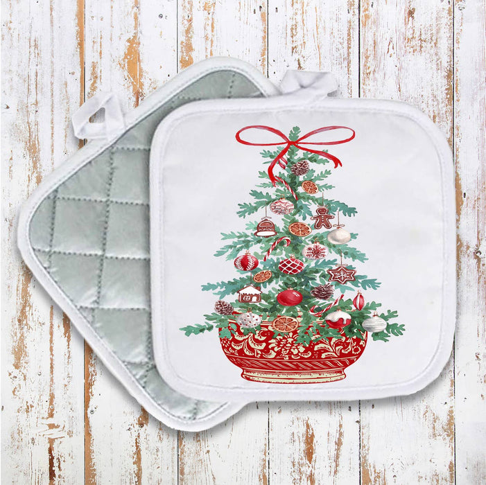 Christmas Chinoiserie Christmas Tree Pot Holder Oven Mitt
