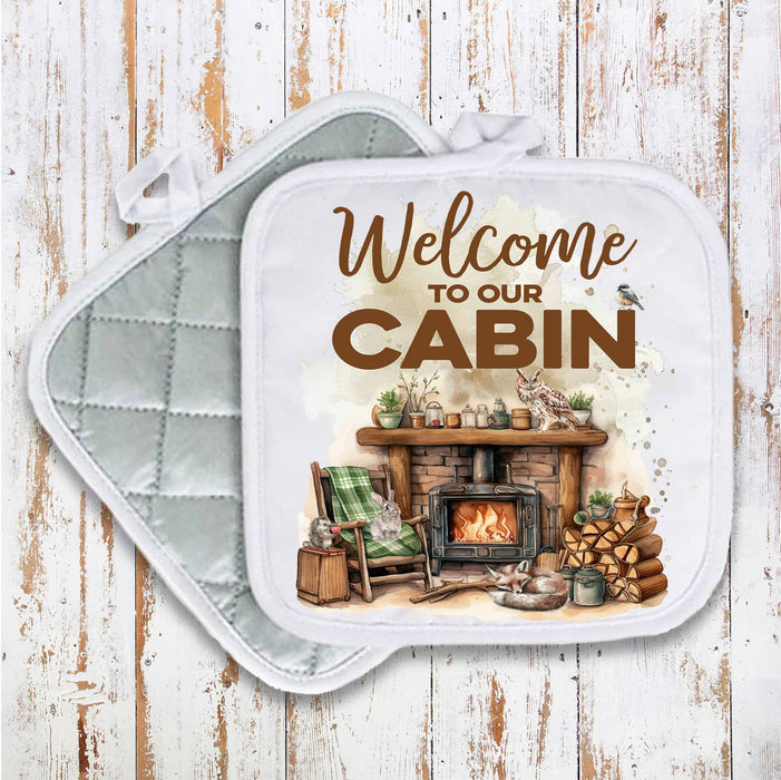 Welcome to our Cabin Pot Holder Oven Mitt