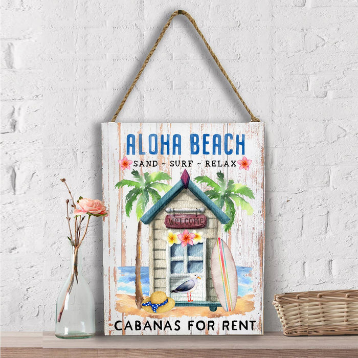 Aloha Beach Cabanas Ocean Surf Wall Decor