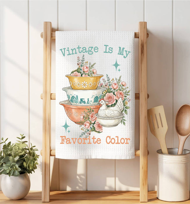 Vintage is My Favorite Color Waffle Weave Towel