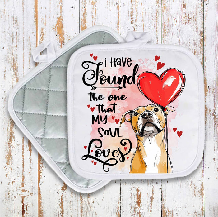 Dog Boxer Found My Love Valentine Pot Holder Oven Mitt