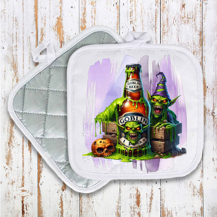 Halloween Goblin Beer Pot Holder Oven Mitt