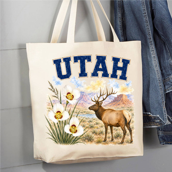 Utah State Bird and Animal Canvas Tote Bag