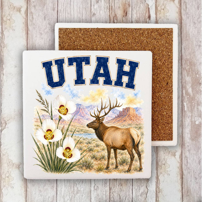 Utah State Bird and Animal Stone Coaster