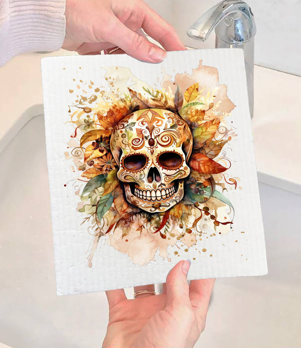 Day of the Dead Sugar Skull Swedish Dishcloth