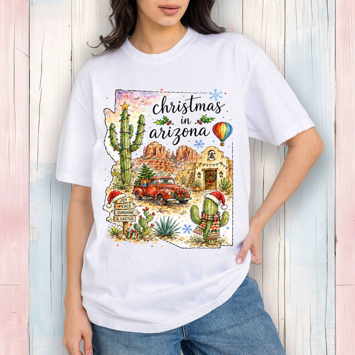 Christmas in Arizona State Map T-Shirt