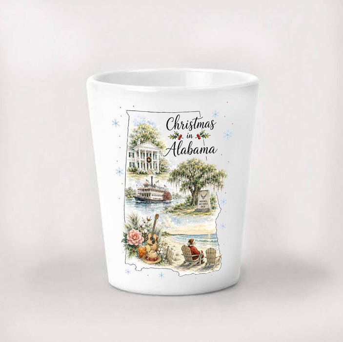Christmas in Alabama State Map Shot Glass