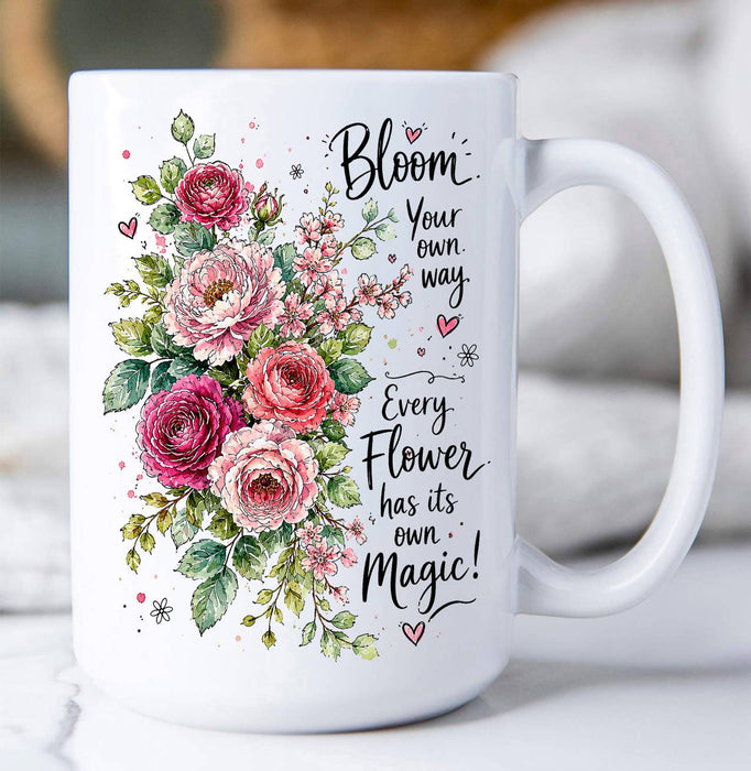 Bloom your own Way Watercolor Roses Coffee Mug