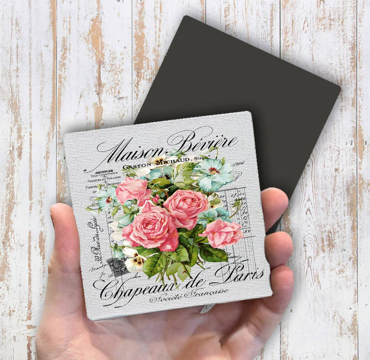 Vintage French Garden Roses Paris Magnet Fridge