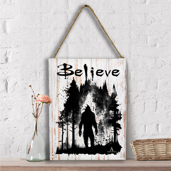 Believe Sasquatch Big Foot Black White Wall Decor