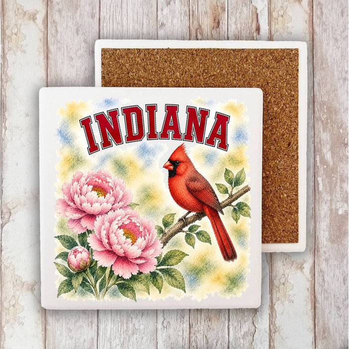 Indiana State Bird and Animal Stone Coaster