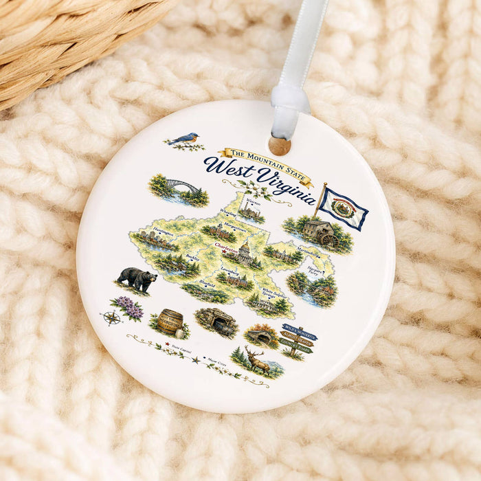 West Virginia State Map Landmark Ornament
