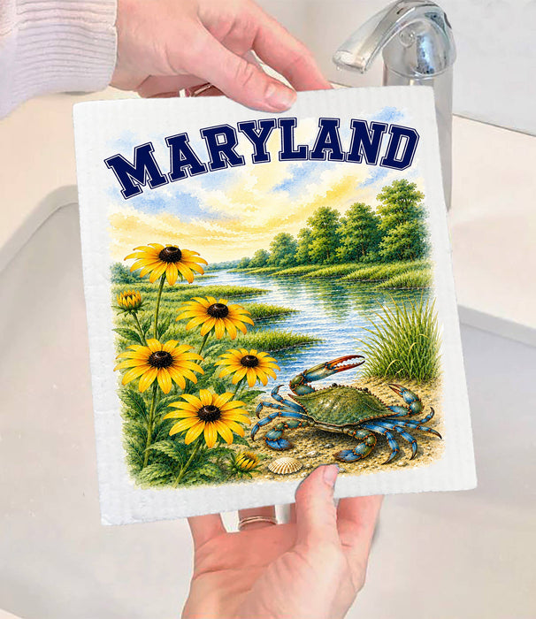 Maryland State Bird and Animal Swedish Dishcloth