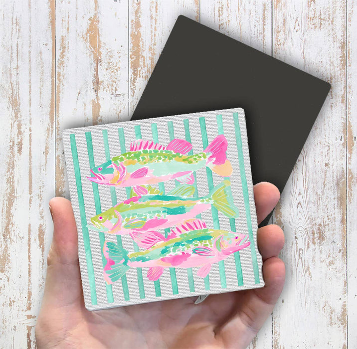Coastal Colorful Fish Pastel Colors Magnet Fridge