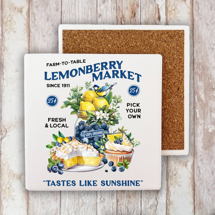 Lemon Berry Market Farm to Table Stone Coaster