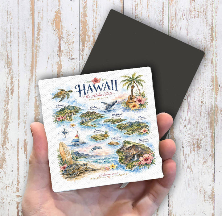 Hawaii State Map Landmark Magnet Fridge