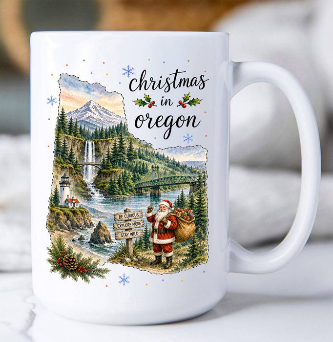 Christmas in Oregon State Map Coffee Mug