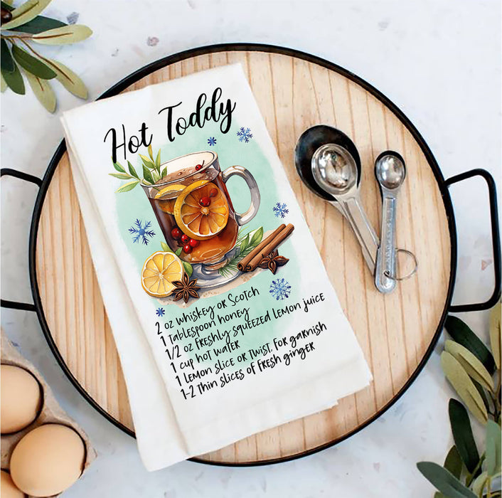 Christmas Cocktail Hot Toddy Recipe Tea Towel