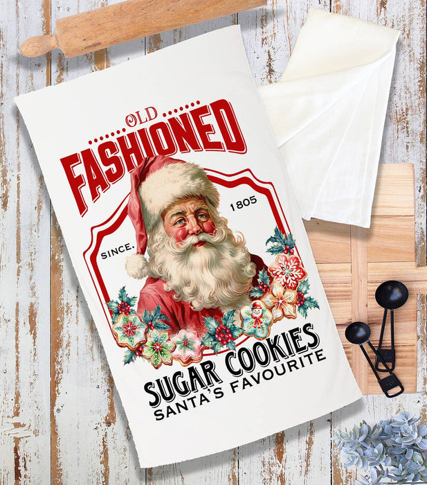 Old Fashion Christmas Santa Cookies  Terry Towel