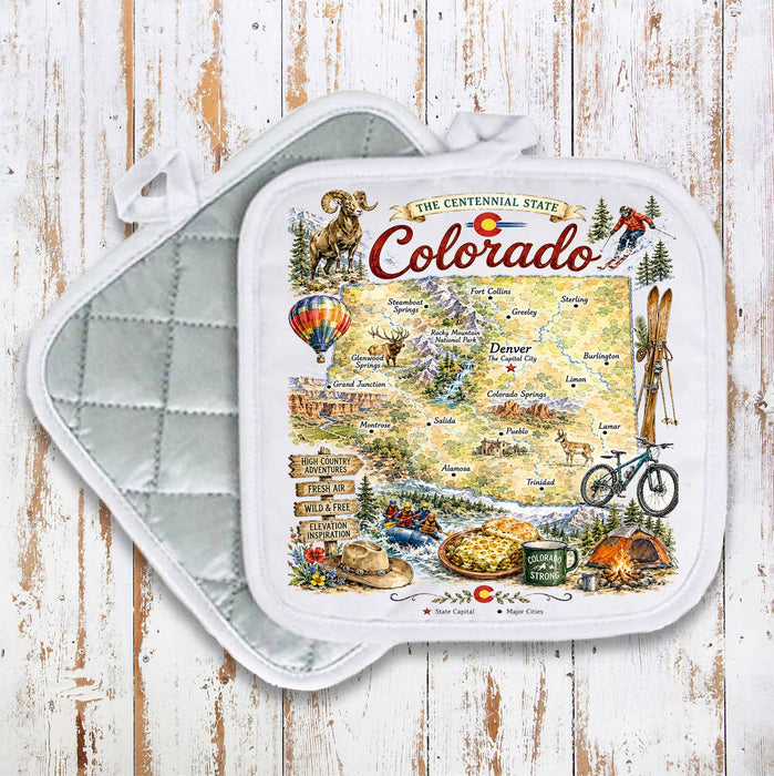 Colorado State Map Landmark Pot Holder