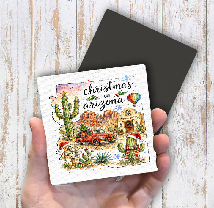 Christmas in Arizona State Map Magnet Fridge