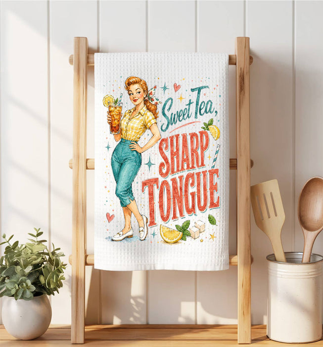 Funny Sweet Tea Sharp Tongue Waffle Weave Towel