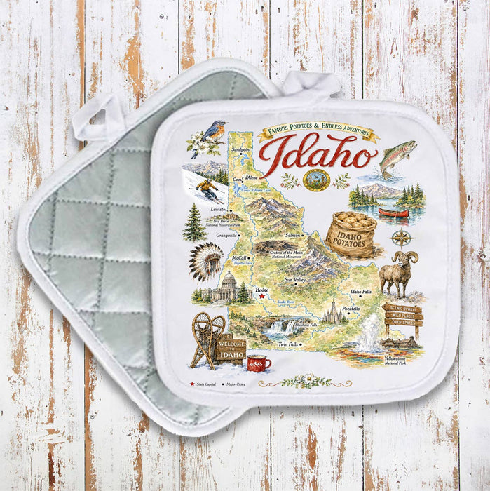 Idaho State Map Landmark Pot Holder