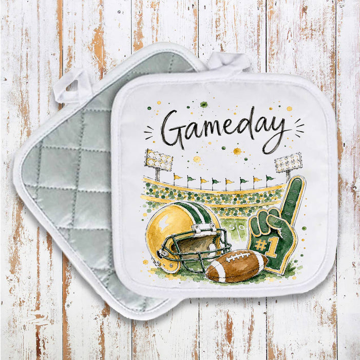 Gameday Football Gold & Green Pot Holder