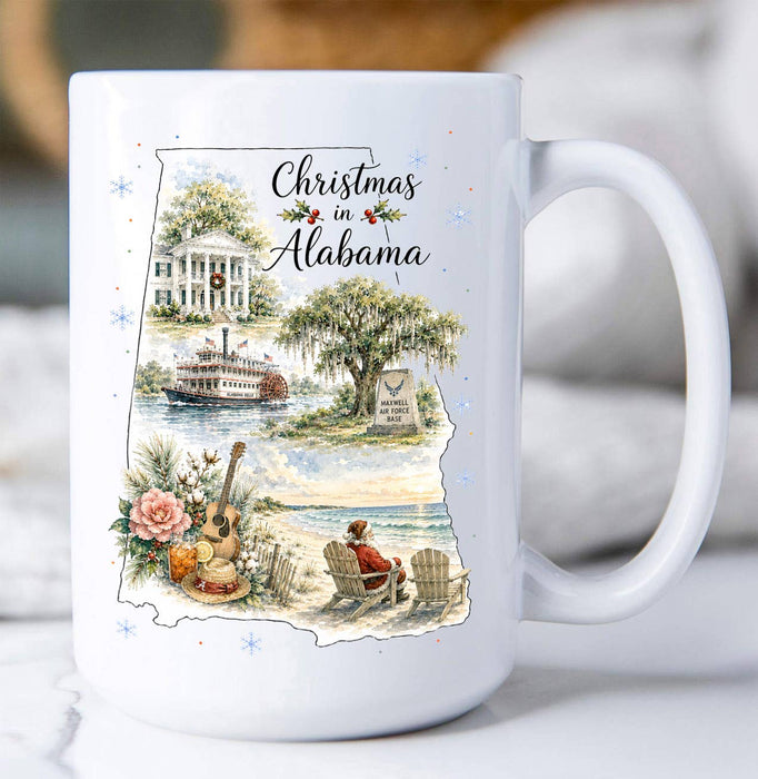 Christmas in Alabama State Map Coffee Mug