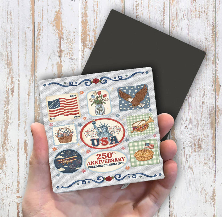 Patriotic Collage 250 Anniversary America Magnet Fridge