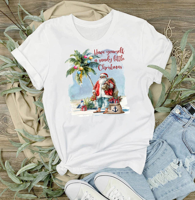 Have a Sandy Christmas Santa Beach T-Shirt