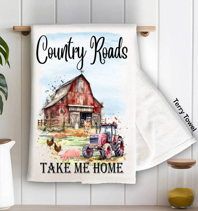 Country road take me home Kitchen Terry Towel