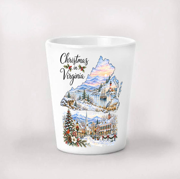 Christmas in Virginia State Map Shot Glass