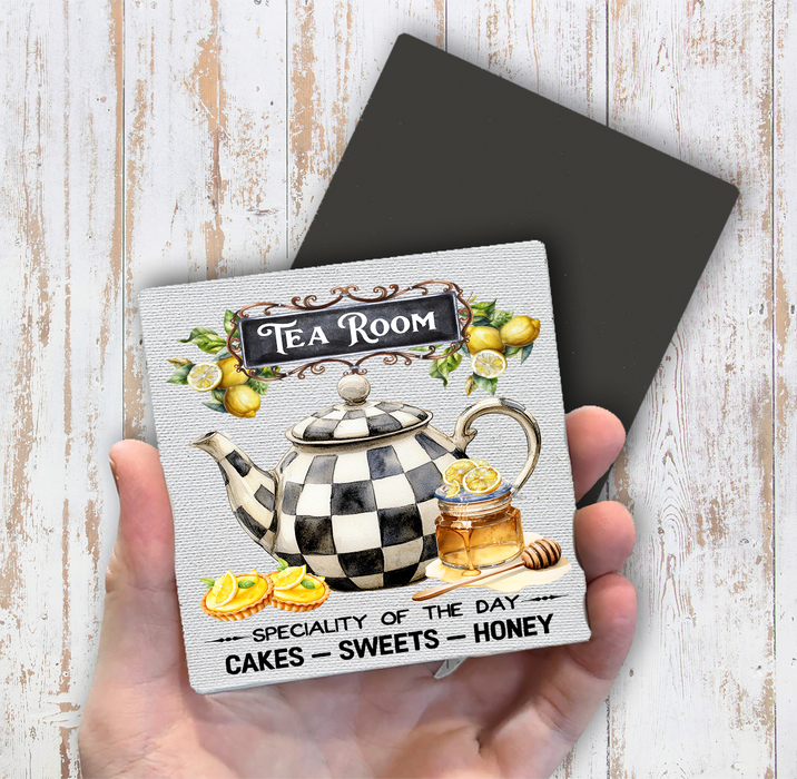 Checkered tea pot Tea Room Magnet Fridge
