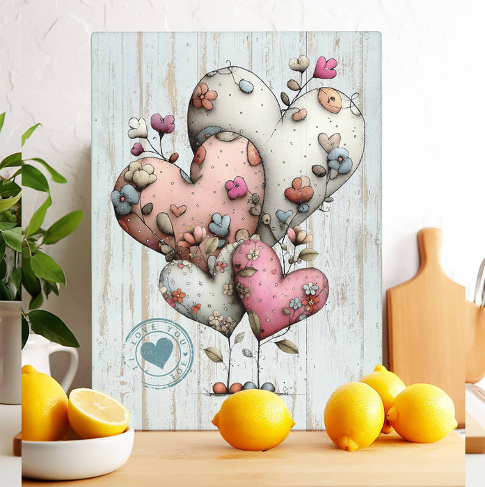 Home is Where Heart Is Valentine Glass Cutting Board Trivet