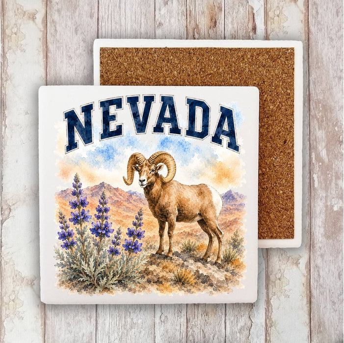 Nevada State Bird and Animal Stone Coaster