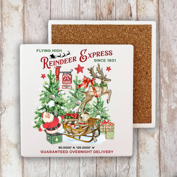 Christmas Reindeer Express Stone Coaster